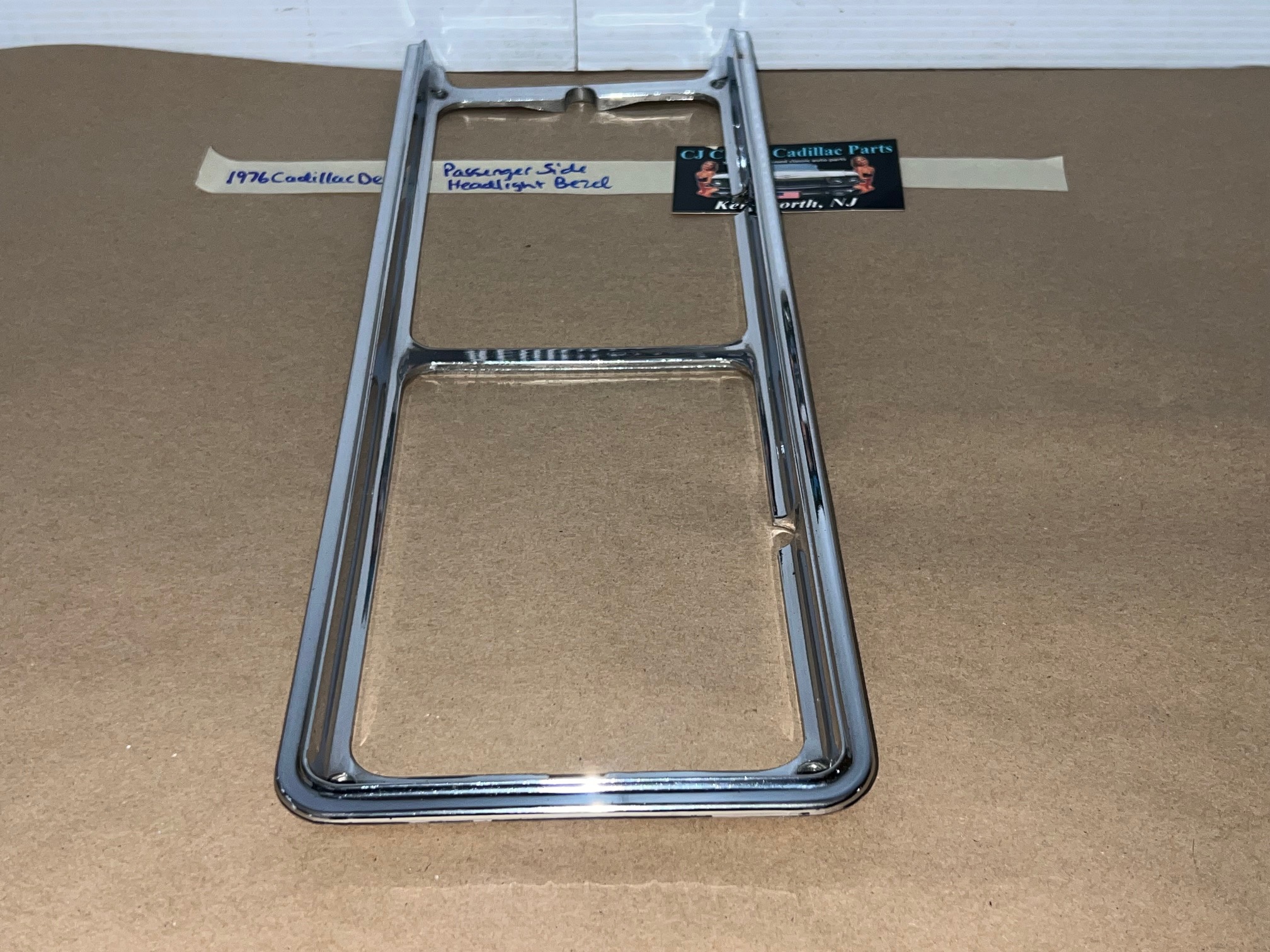 OEM 1975 1976 Cadillac Deville Fleetwood Calais Commercial Chassis RIGHT PASSENGER SIDE HEADLIGHT BEZEL TRIM #1605305 - Image 9