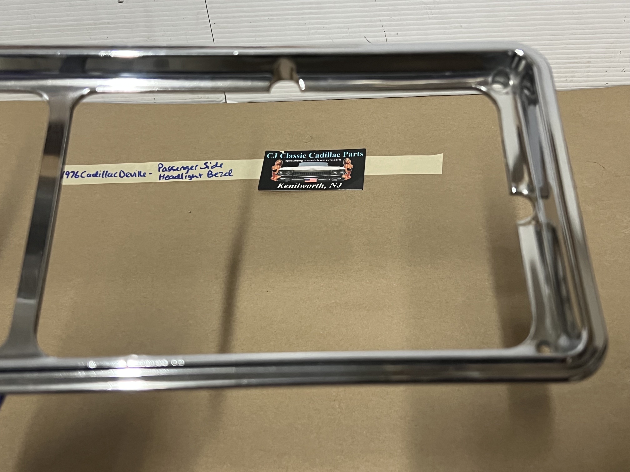 OEM 1975 1976 Cadillac Deville Fleetwood Calais Commercial Chassis RIGHT PASSENGER SIDE HEADLIGHT BEZEL TRIM #1605305 - Image 15