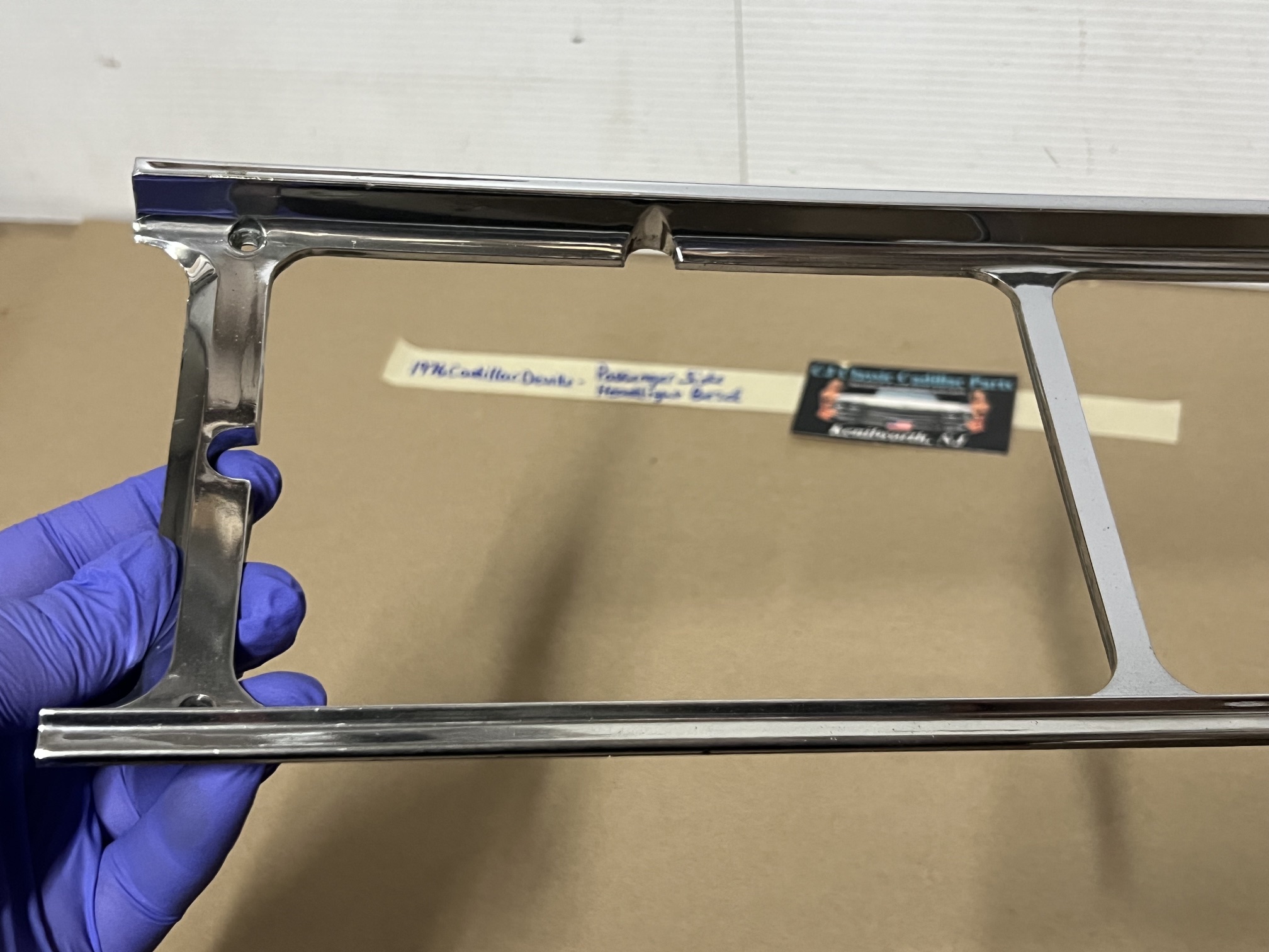 OEM 1975 1976 Cadillac Deville Fleetwood Calais Commercial Chassis RIGHT PASSENGER SIDE HEADLIGHT BEZEL TRIM #1605305 - Image 17