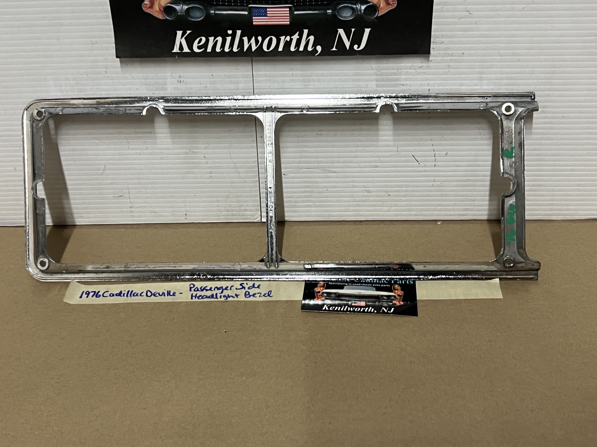 OEM 1975 1976 Cadillac Deville Fleetwood Calais Commercial Chassis RIGHT PASSENGER SIDE HEADLIGHT BEZEL TRIM #1605305 - Image 18
