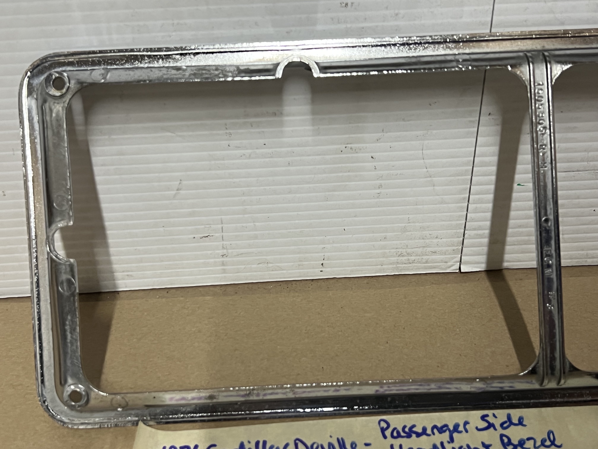 OEM 1975 1976 Cadillac Deville Fleetwood Calais Commercial Chassis RIGHT PASSENGER SIDE HEADLIGHT BEZEL TRIM #1605305 - Image 22