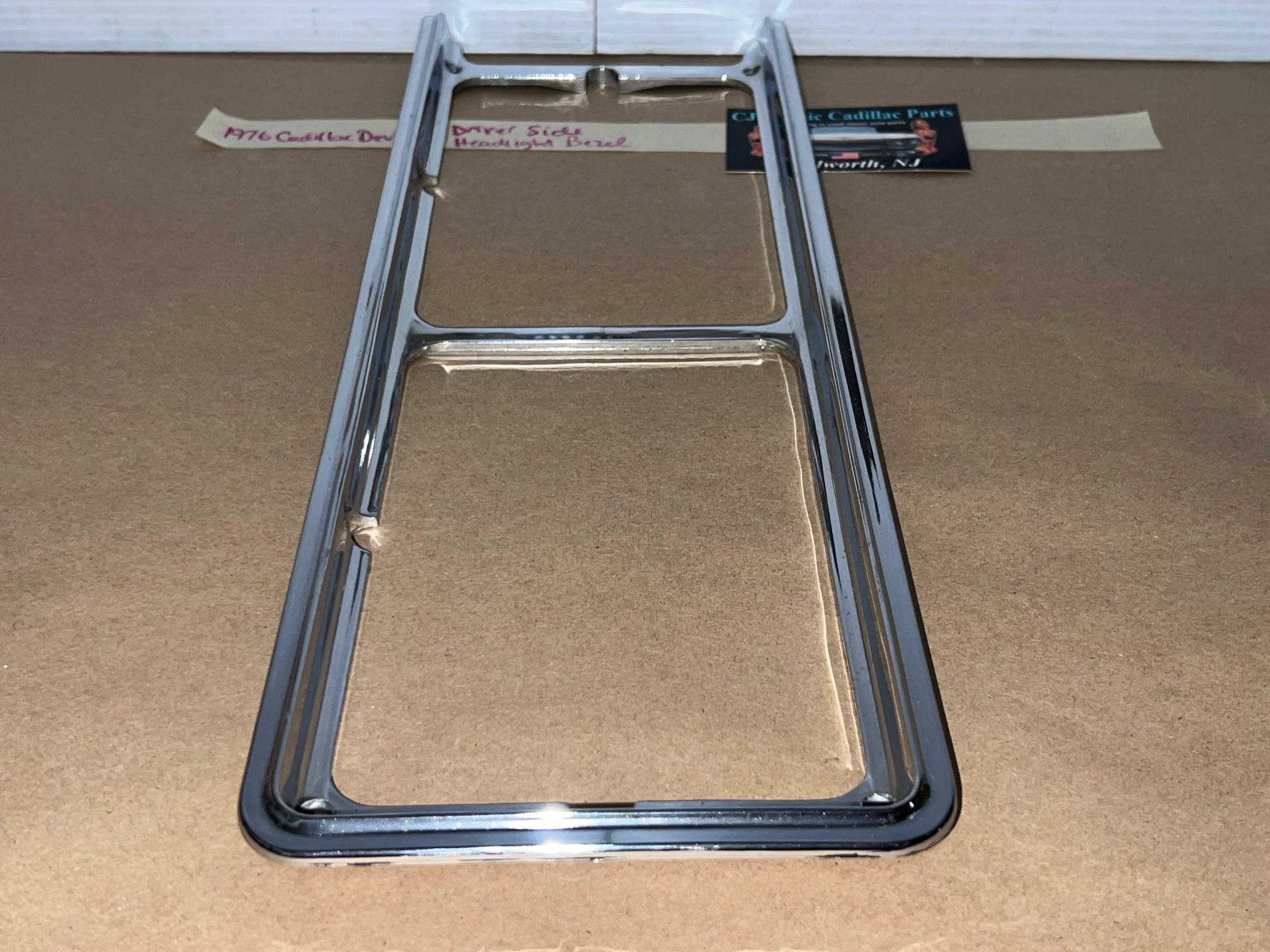 OEM 1975 1976 Cadillac Deville Fleetwood Calais Commercial Chassis LEFT DRIVER SIDE HEADLIGHT BEZEL TRIM #1605304 - Image 6