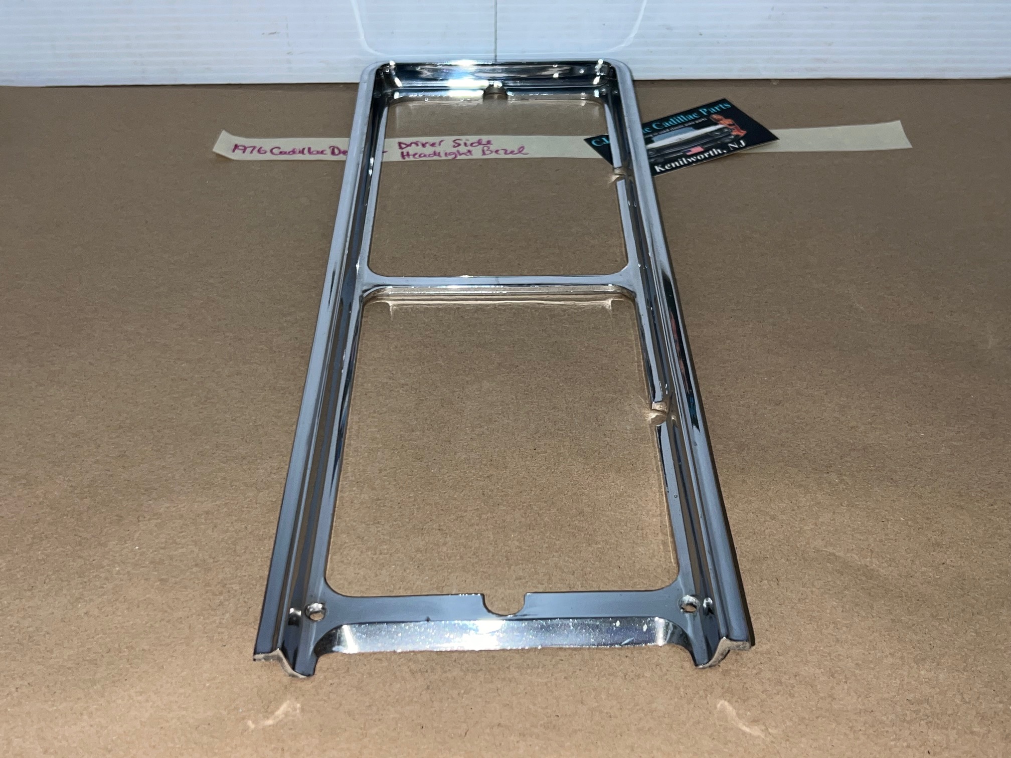 OEM 1975 1976 Cadillac Deville Fleetwood Calais Commercial Chassis LEFT DRIVER SIDE HEADLIGHT BEZEL TRIM #1605304 - Image 8