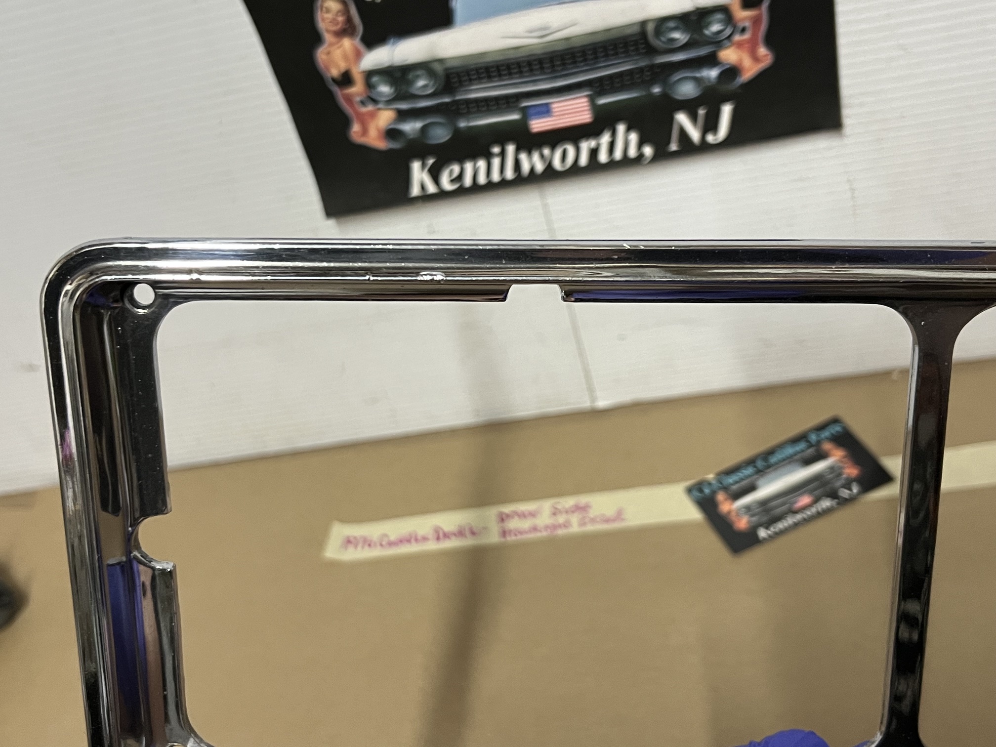 OEM 1975 1976 Cadillac Deville Fleetwood Calais Commercial Chassis LEFT DRIVER SIDE HEADLIGHT BEZEL TRIM #1605304 - Image 9