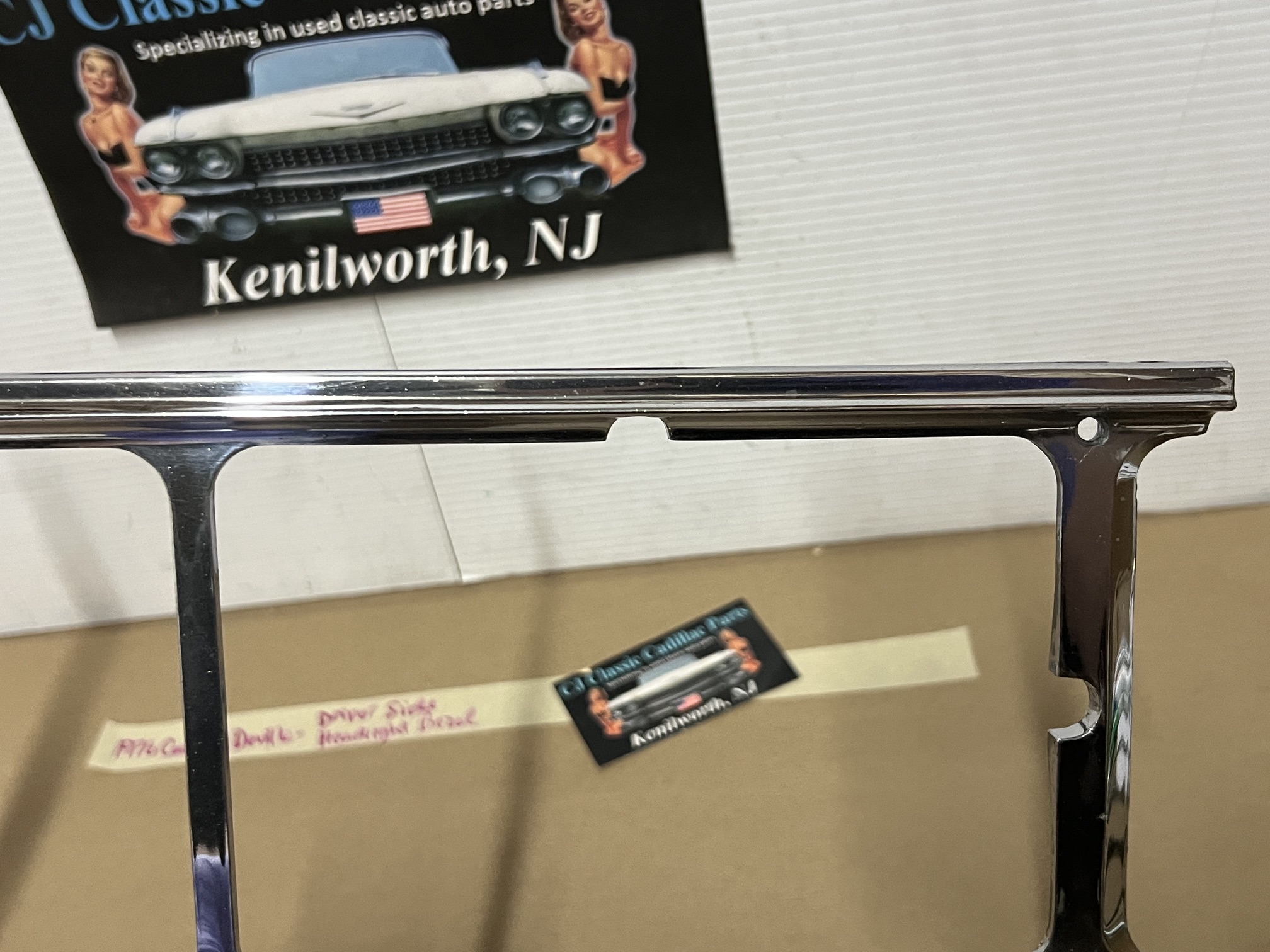 OEM 1975 1976 Cadillac Deville Fleetwood Calais Commercial Chassis LEFT DRIVER SIDE HEADLIGHT BEZEL TRIM #1605304 - Image 10