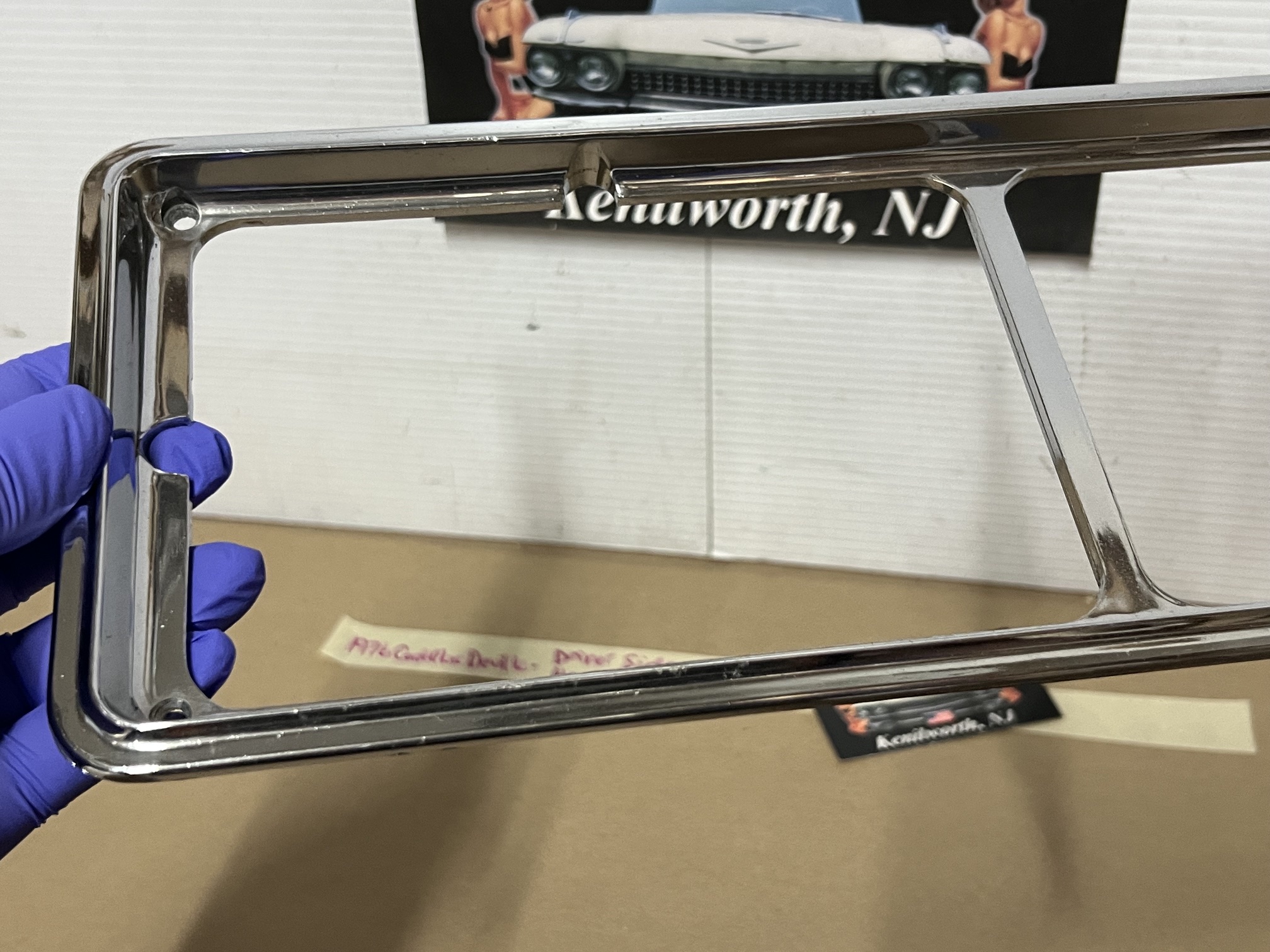 OEM 1975 1976 Cadillac Deville Fleetwood Calais Commercial Chassis LEFT DRIVER SIDE HEADLIGHT BEZEL TRIM #1605304 - Image 14