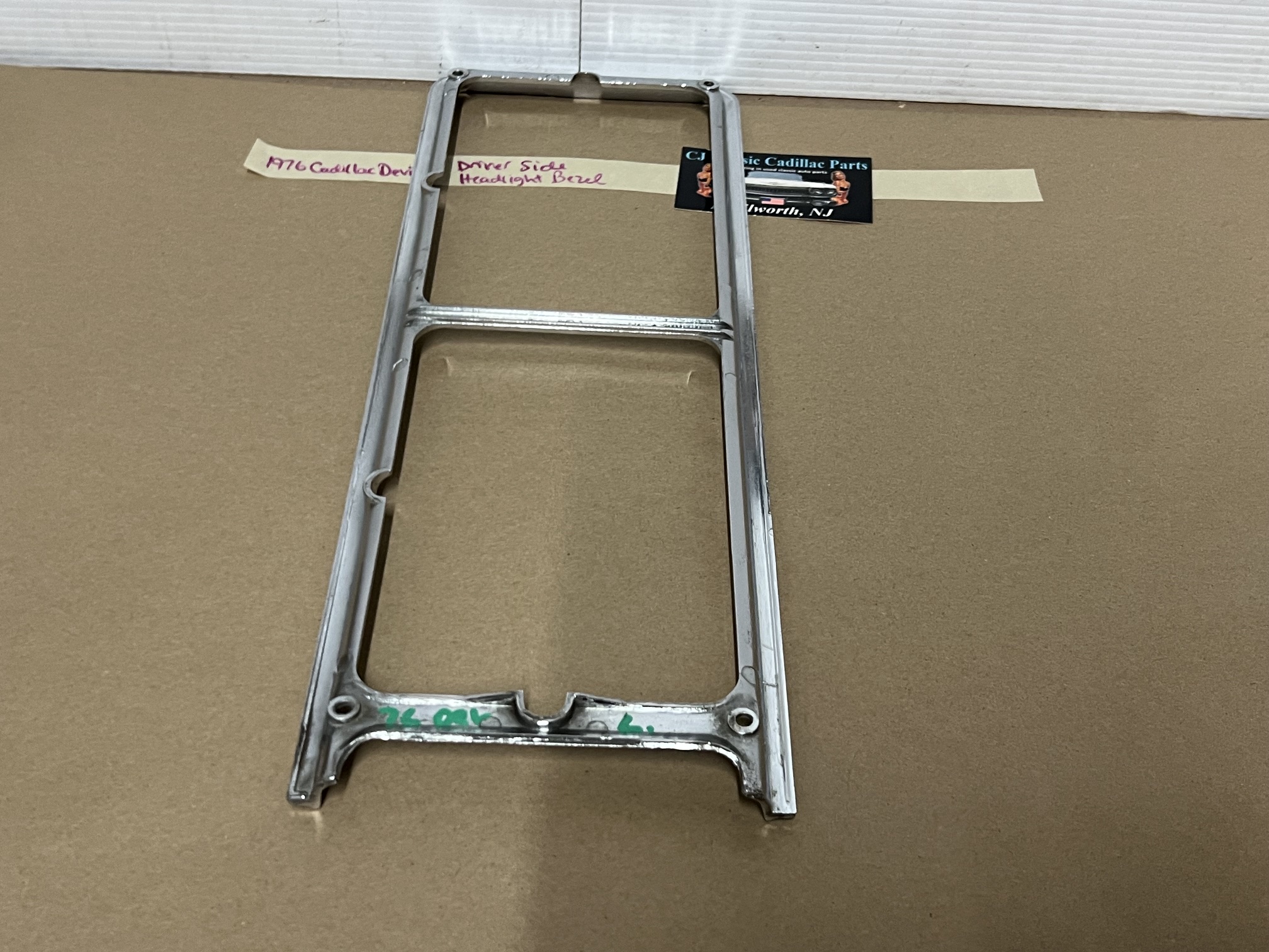 OEM 1975 1976 Cadillac Deville Fleetwood Calais Commercial Chassis LEFT DRIVER SIDE HEADLIGHT BEZEL TRIM #1605304 - Image 19