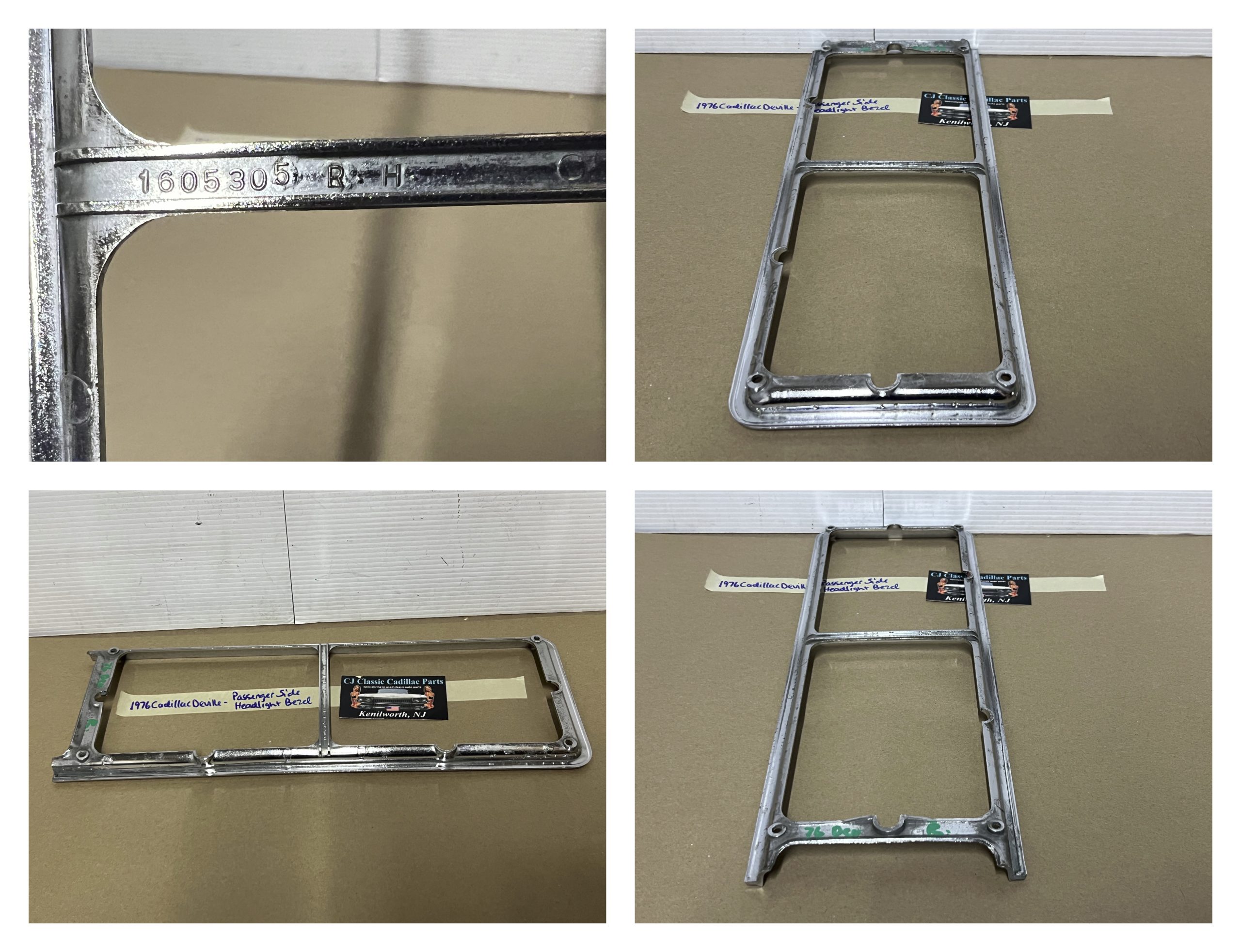 OEM 1975 1976 Cadillac Deville Fleetwood Calais Commercial Chassis RIGHT PASSENGER SIDE HEADLIGHT BEZEL TRIM #1605305 - Image 23