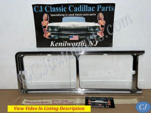OEM 1975 1976 Cadillac Deville Fleetwood Calais Commercial Chassis LEFT DRIVER SIDE HEADLIGHT BEZEL TRIM #1605304