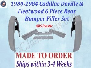 NEW 1980 1981 1982 1983 1984 Cadillac Deville Fleetwood Rear Bumper Filler Set (6 Piece Fillers)