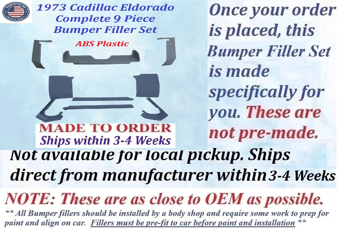 NEW 1973 Cadillac Eldorado Complete Bumper Filler Set (9-Piece Fillers) - Image 2