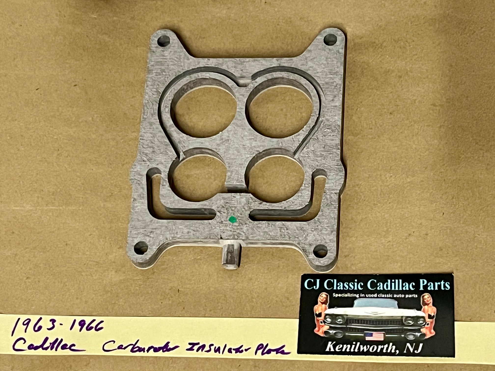NEW 1963 1964 1965 1966 CADILLAC DEVILLE ELDORADO FLEETWOOD CALAIS 4 BBL ROCHESTER OR CARTER CARBURETOR TO MANIFOLD INSULATOR SPACER PLATE (REPLACES GM#1480097) - Image 3