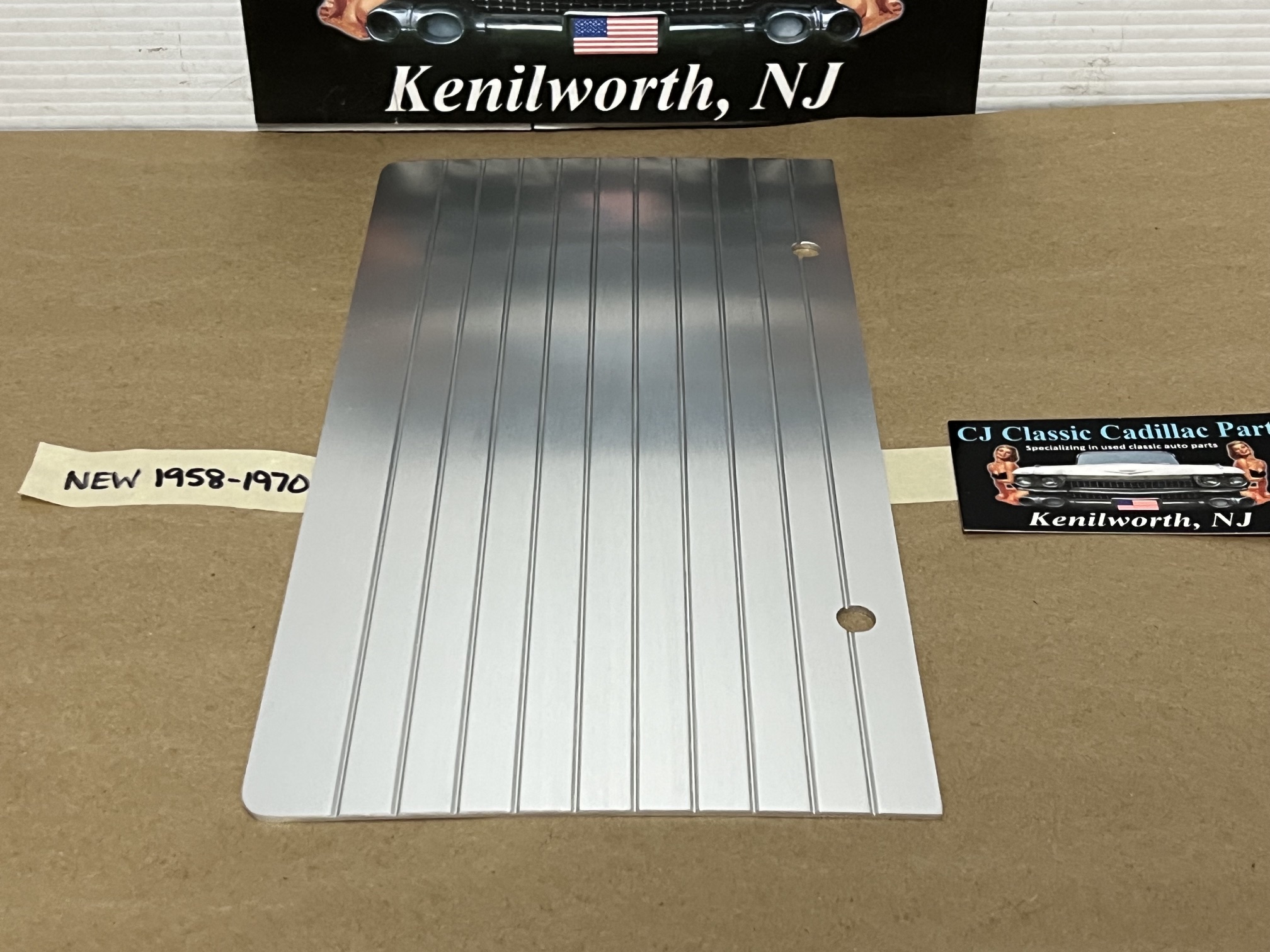 NEW 1958 1959 1960 1961 1962 1963 1964 1965 1966 1967 1968 1969 1970 Cadillac Deville Eldorado Fleetwood Calais FRONT LICENSE PLATE DELETE FILLER PANEL (Replaces #1480301) - Image 3