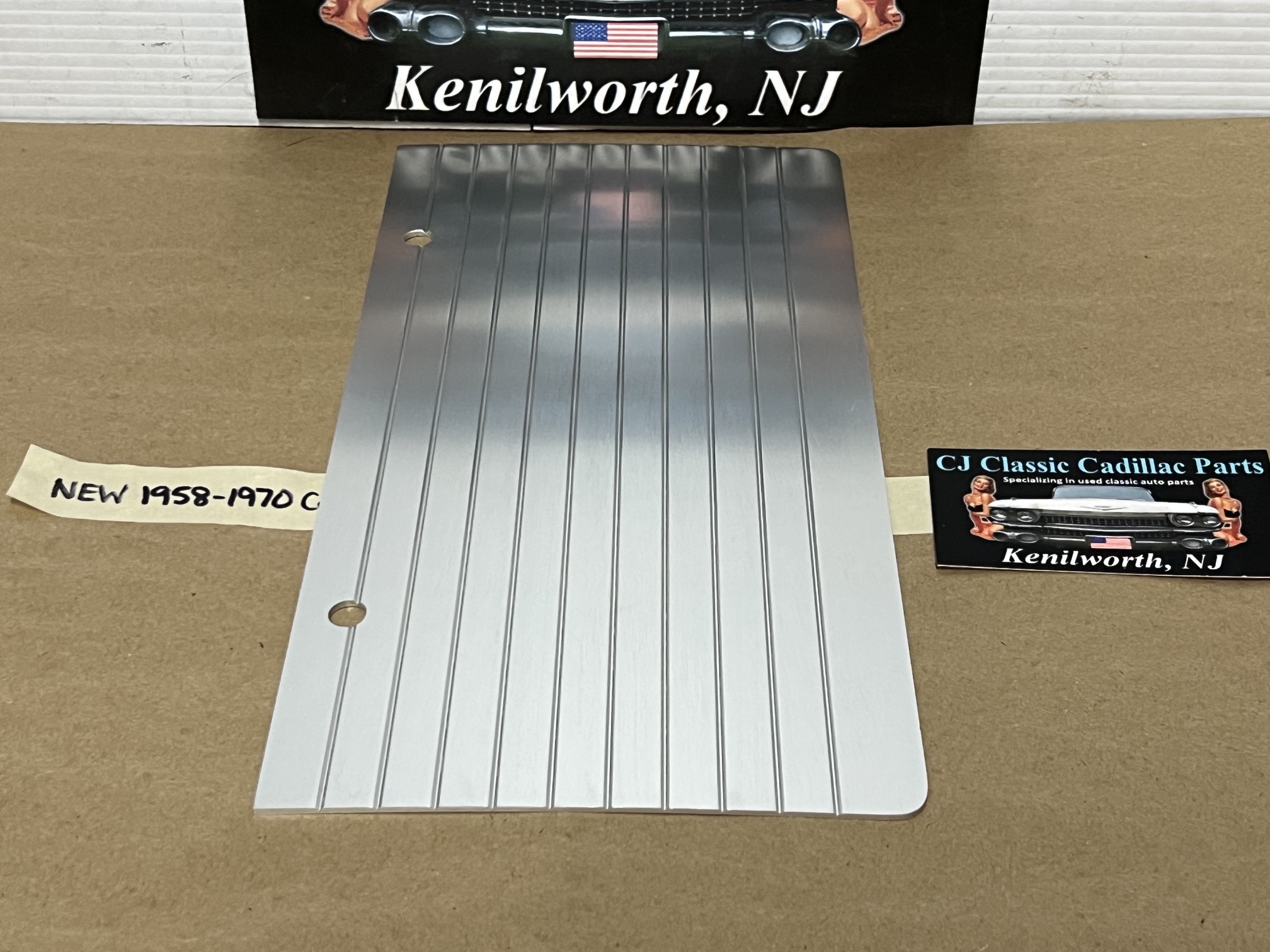 NEW 1958 1959 1960 1961 1962 1963 1964 1965 1966 1967 1968 1969 1970 Cadillac Deville Eldorado Fleetwood Calais FRONT LICENSE PLATE DELETE FILLER PANEL (Replaces #1480301) - Image 5