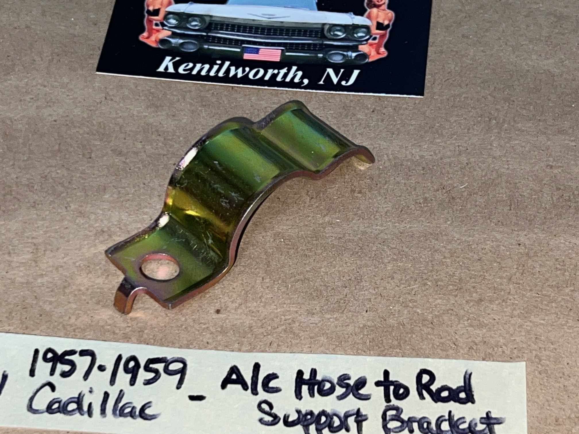 NEW 1957 1958 1959 CADILLAC DEVILLE ELDORADO FLEETWOOD A/C HOSE TO RAD SUPPORT BRACKET TIE BAR CLAMP HOLD DOWN - Image 2