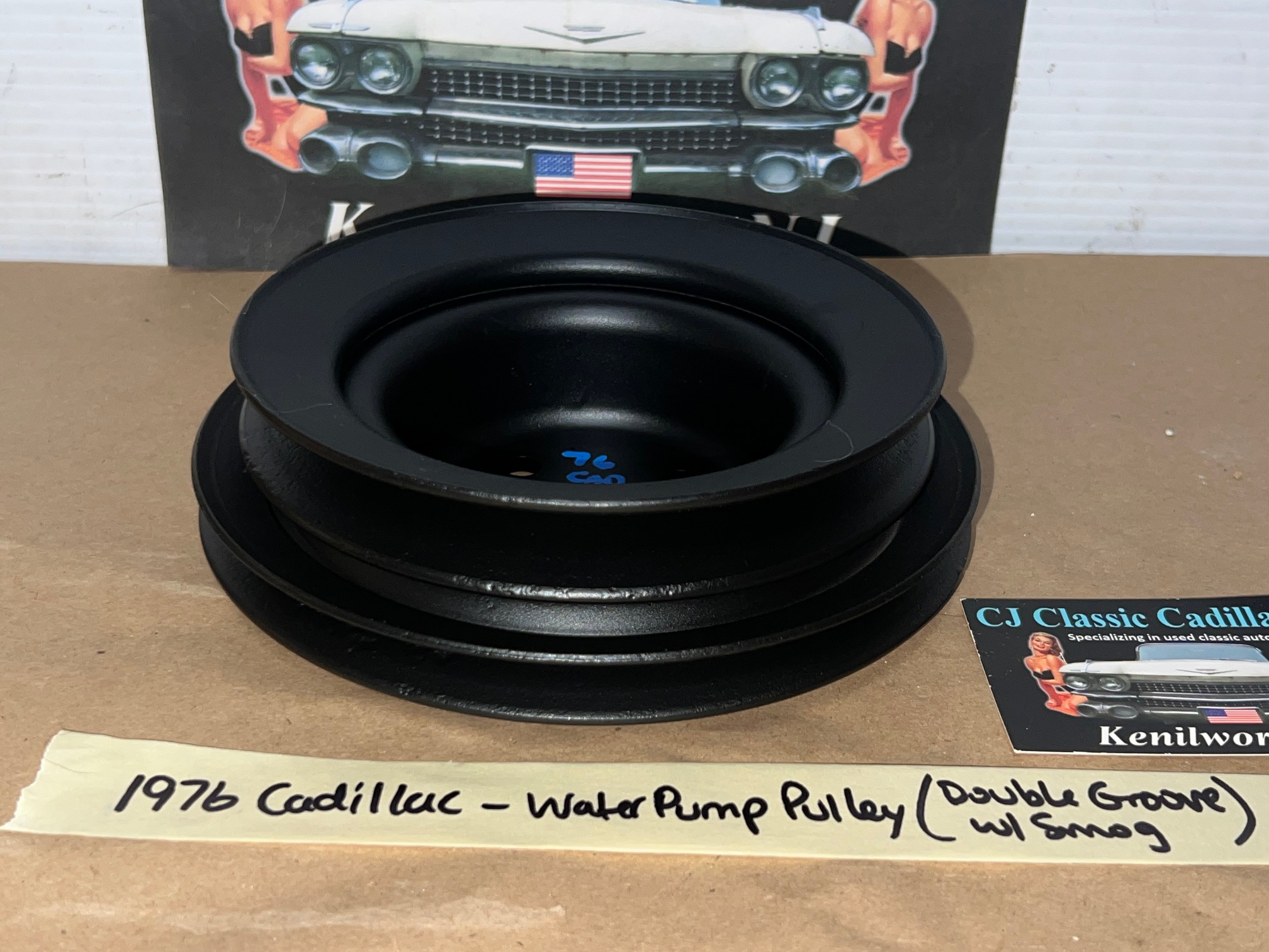 RESTORED 1976 1977 1978 Cadillac Deville Eldorado Fleetwood WATER PUMP PULLEY DOUBLE GROOVE (WITH A.I.R) #1609422 - Image 3