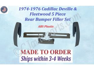 NEW 1974 1975 1976 Cadillac Deville & Fleetwood Rear Bumper Filler Set (5 Piece Fillers)