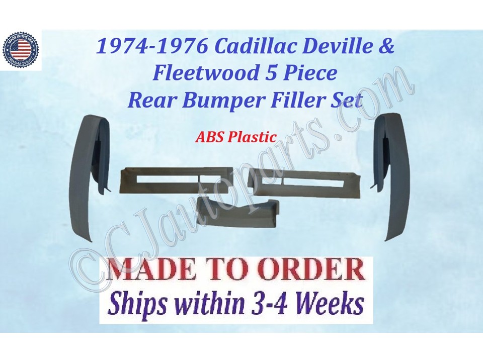 NEW 1974 1975 1976 Cadillac Deville & Fleetwood Rear Bumper Filler Set (5 Piece Fillers)