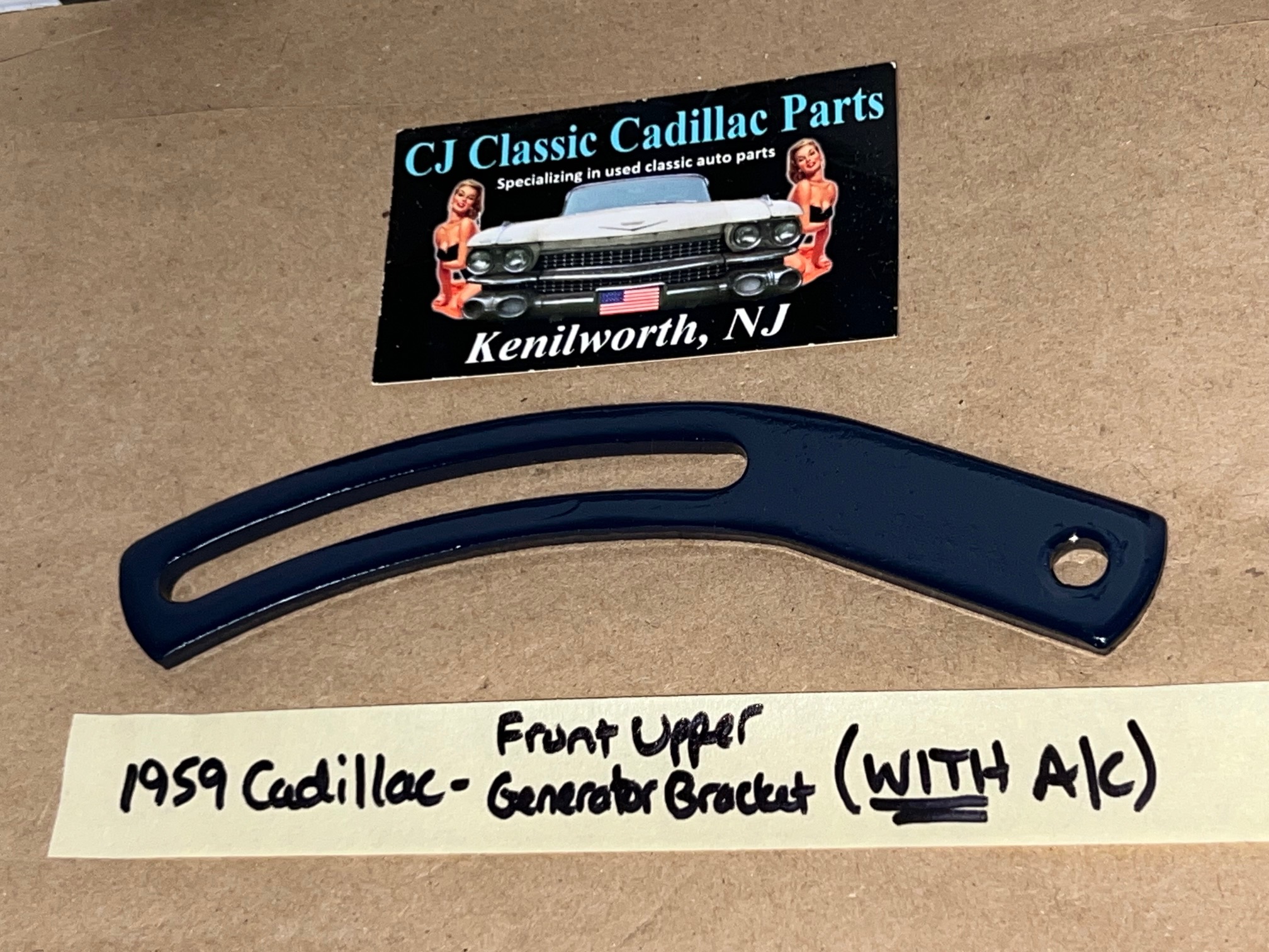 RESTORED 1959 1960 Cadillac 390 FRONT UPPER GENERATOR BRACKET ADJUSTING LINK WITH A/C #1471141 - Image 2