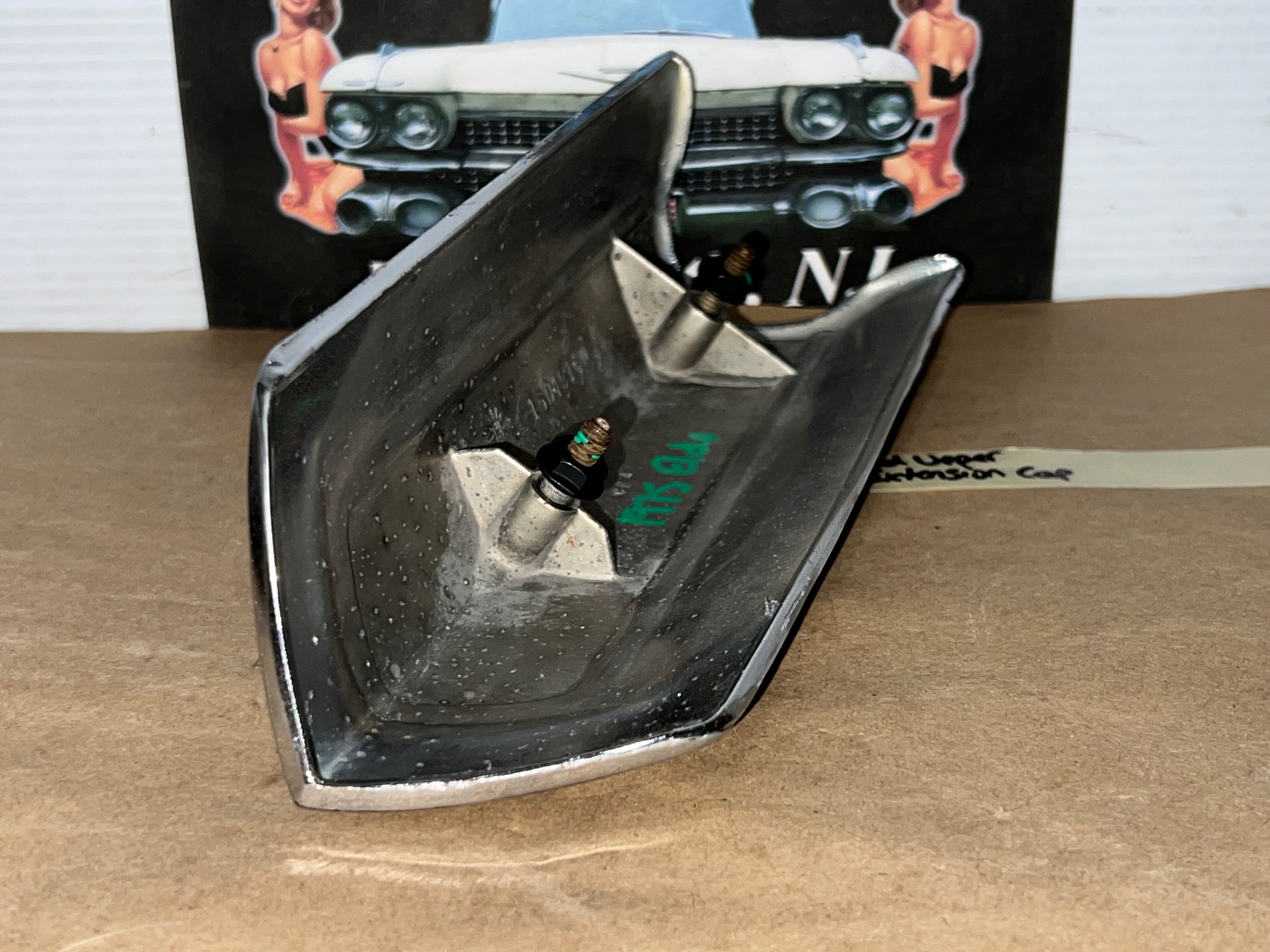 OEM 1975 1976 1977 1978 Cadillac Eldorado FRONT BUMPER END UPPER FENDER EXTENSION CHROME FILLER CAP #1604916 - Image 20