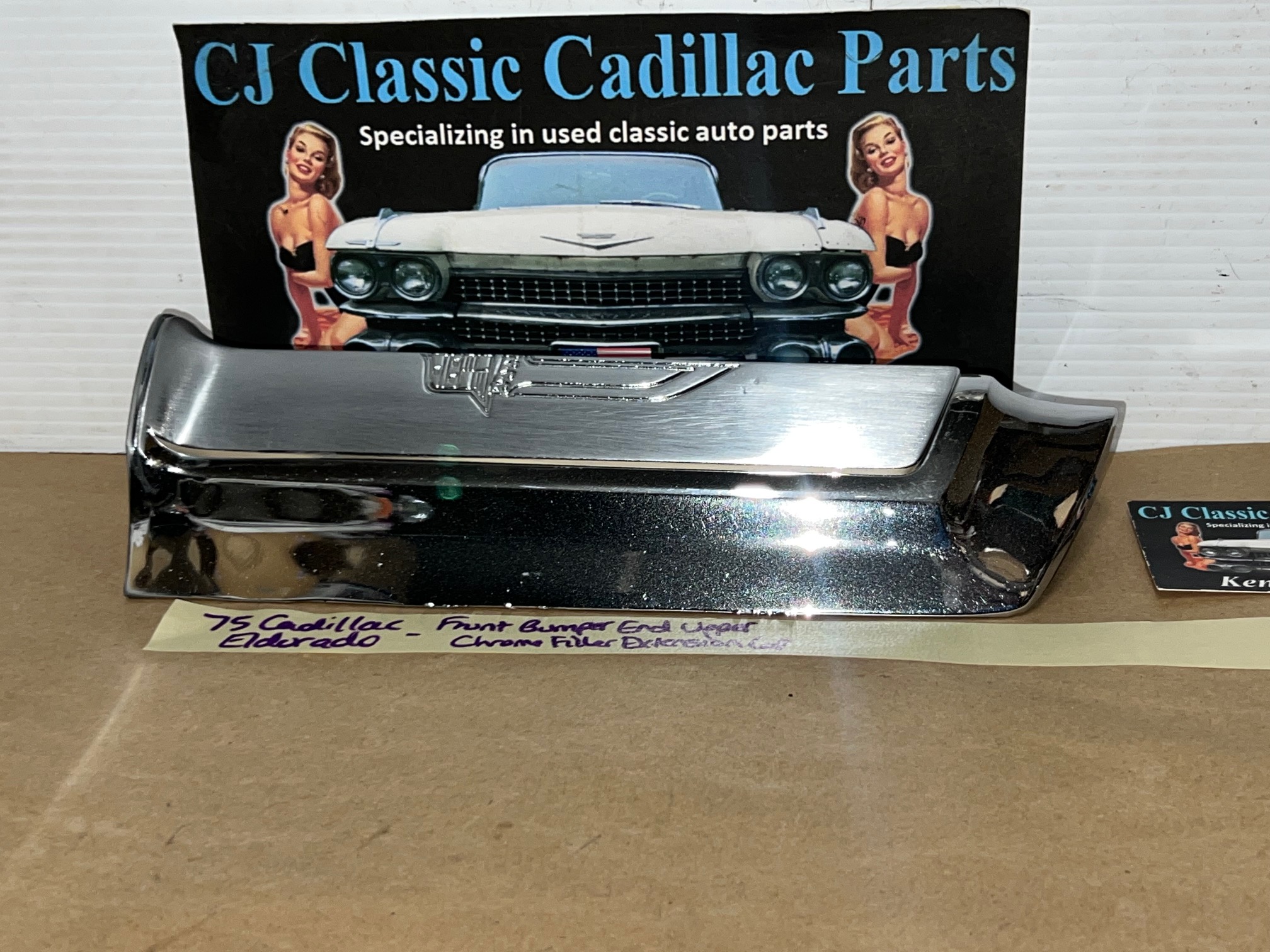 OEM 1975 1976 1977 1978 Cadillac Eldorado #1604916 FRONT BUMPER END UPPER FENDER EXTENSION CHROME FILLER CAP - Image 7