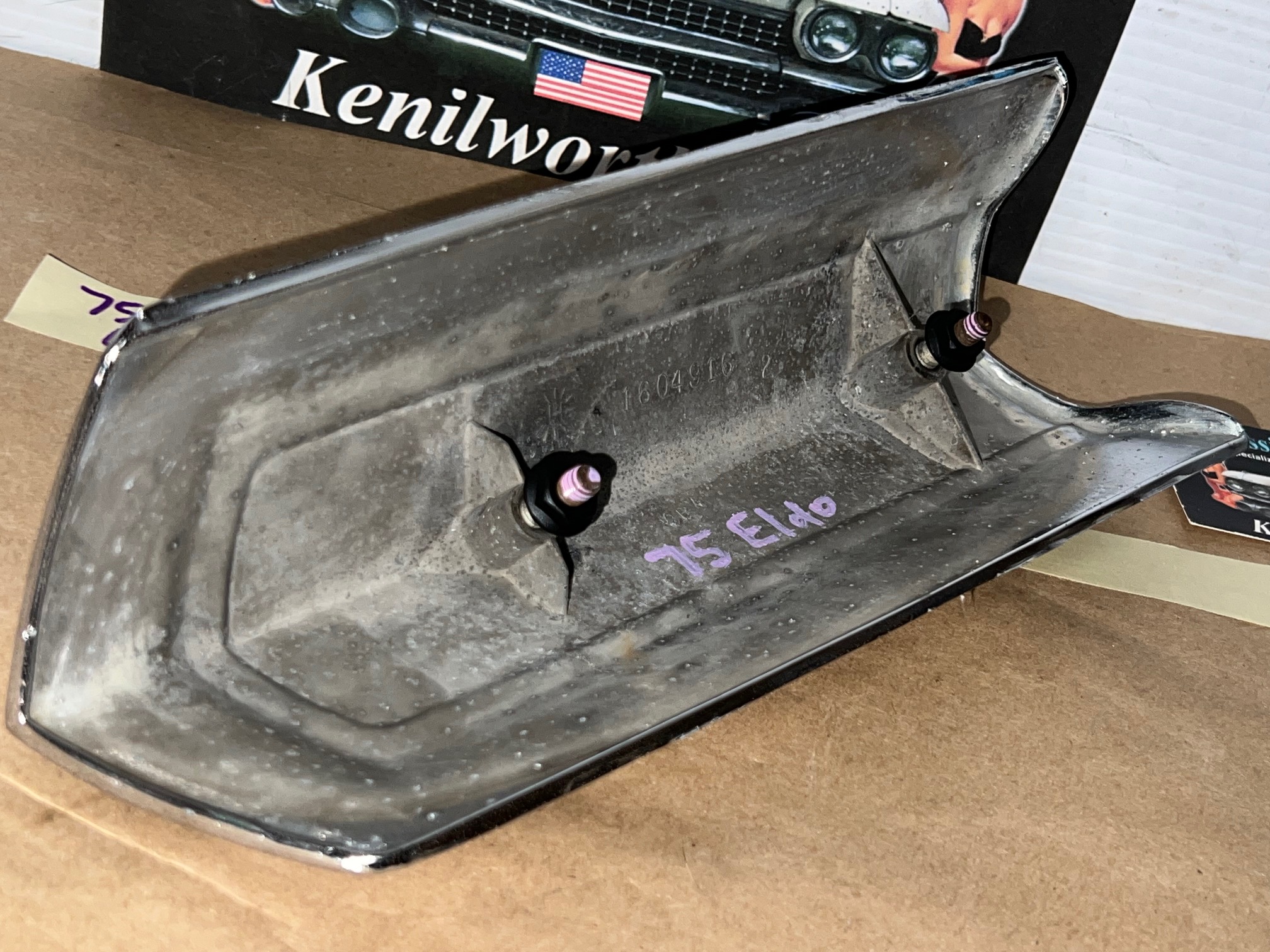 OEM 1975 1976 1977 1978 Cadillac Eldorado #1604916 FRONT BUMPER END UPPER FENDER EXTENSION CHROME FILLER CAP - Image 19
