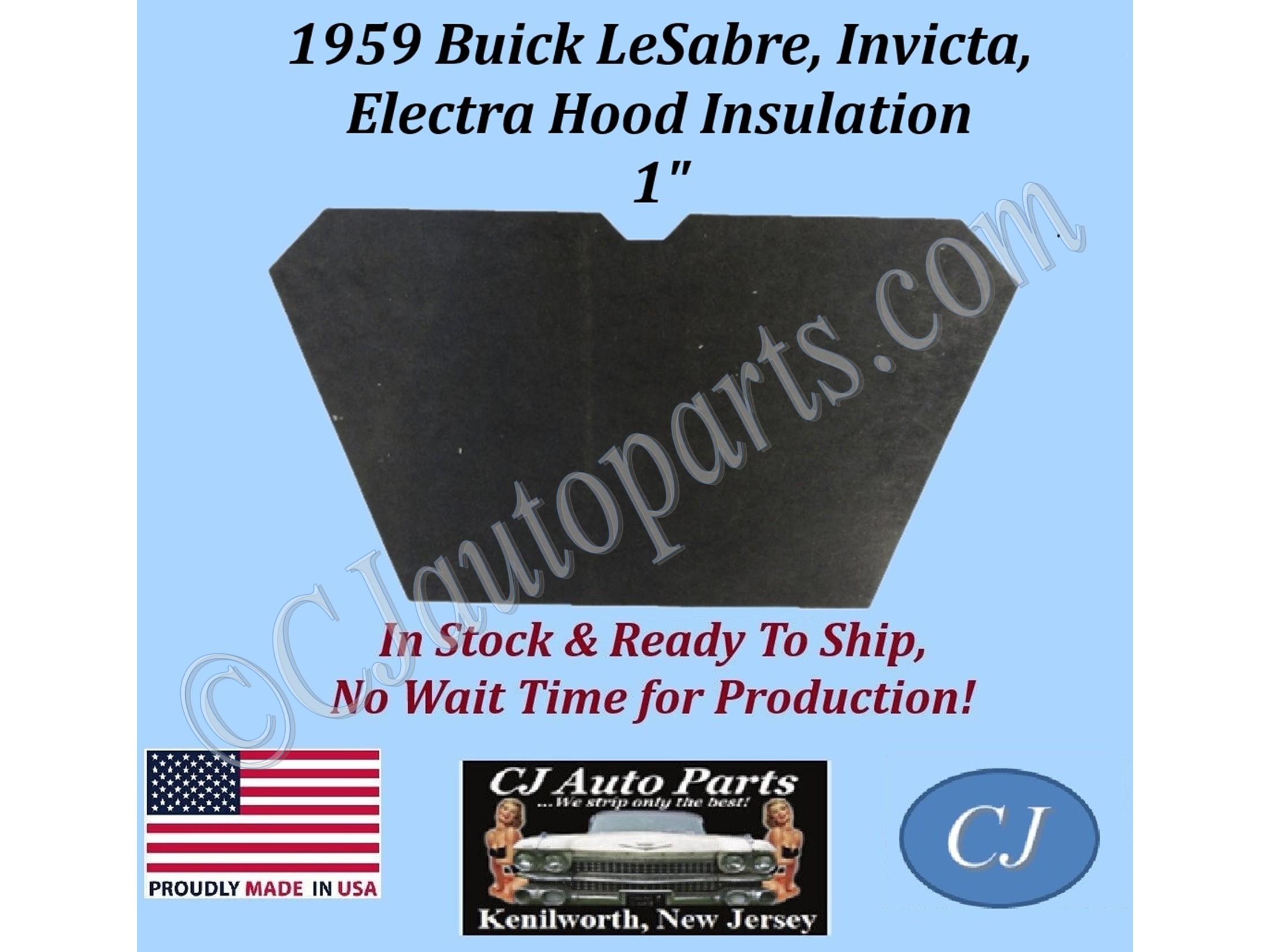 REM 1959 BUICK ELECTRA LESABRE INVICTA HOOD INSULATION - 1" THICK - BUK-HIN-051