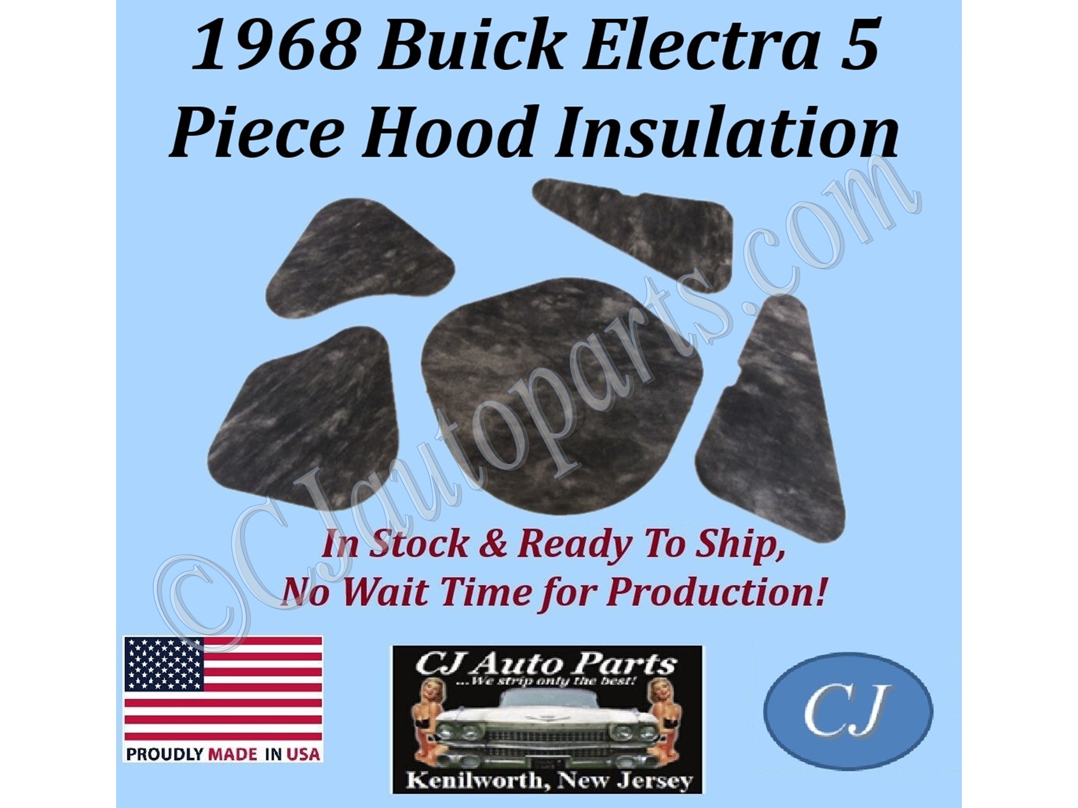 REM 1968 BUICK ELECTRA 5 PIECE HOOD INSULATION - 1" THICK - BUK-HIN-105