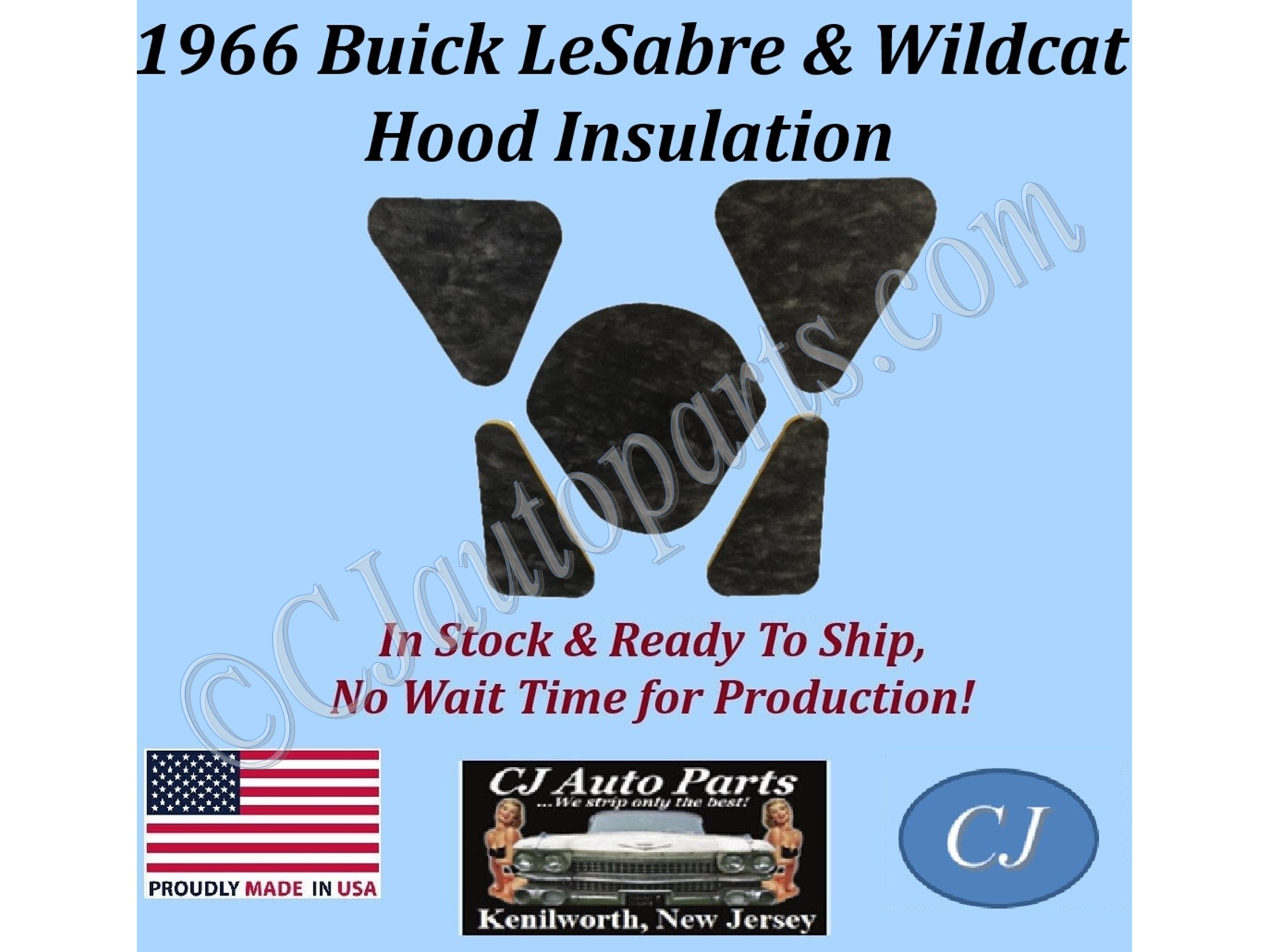 REM 1966 BUICK LESABRE & WILDCAT HOOD INSULATION - 1" THICK - BUK-HIN-080