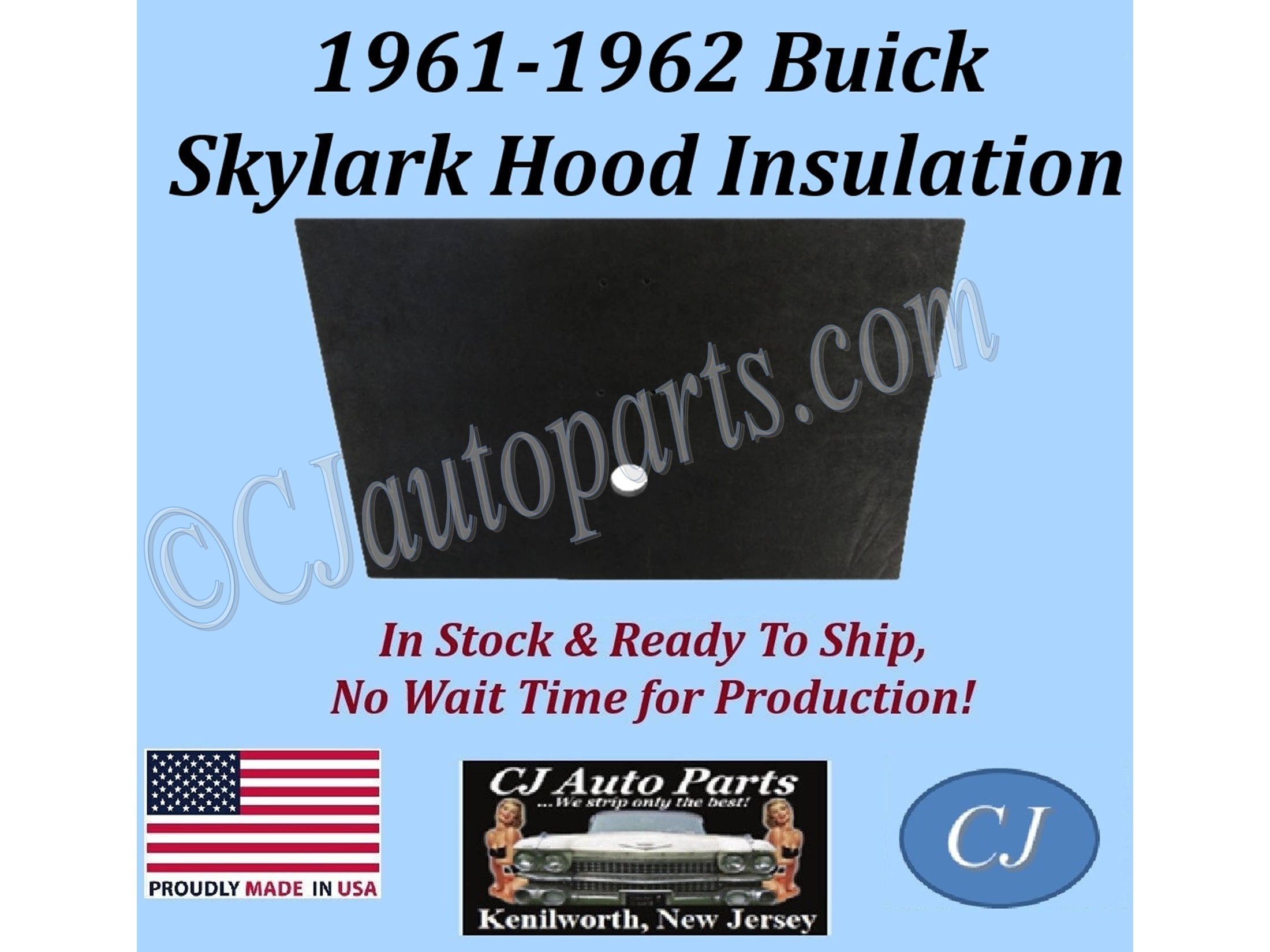 REM 1961 1962 BUICK SKYLARK GRAY HOOD INSULATION - 1" THICK - SKY-HIN-005