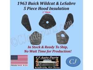 REM 1963 BUICK WILDCAT LESABRE BLACK 5 PIECE HOOD INSULATION - 1" THICK - BUK-HIN-072